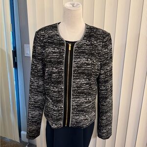 Calvin Klein Black and White Textured Blazer